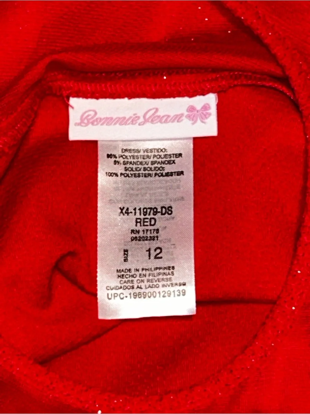 Bonnie Jean Red Sparkle Bow-Accent Party Dress